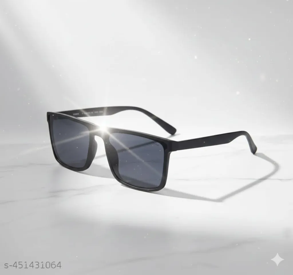 Black Matte & Polycarbonate Frame Square Sunglasses for Men & Women UV Protected Pack of 1, Black