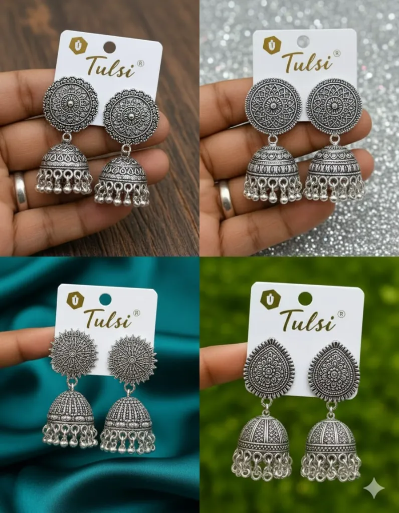 Antique Designer Oxidized Jhumka Earrings for beautiful girls & women pack of 4
