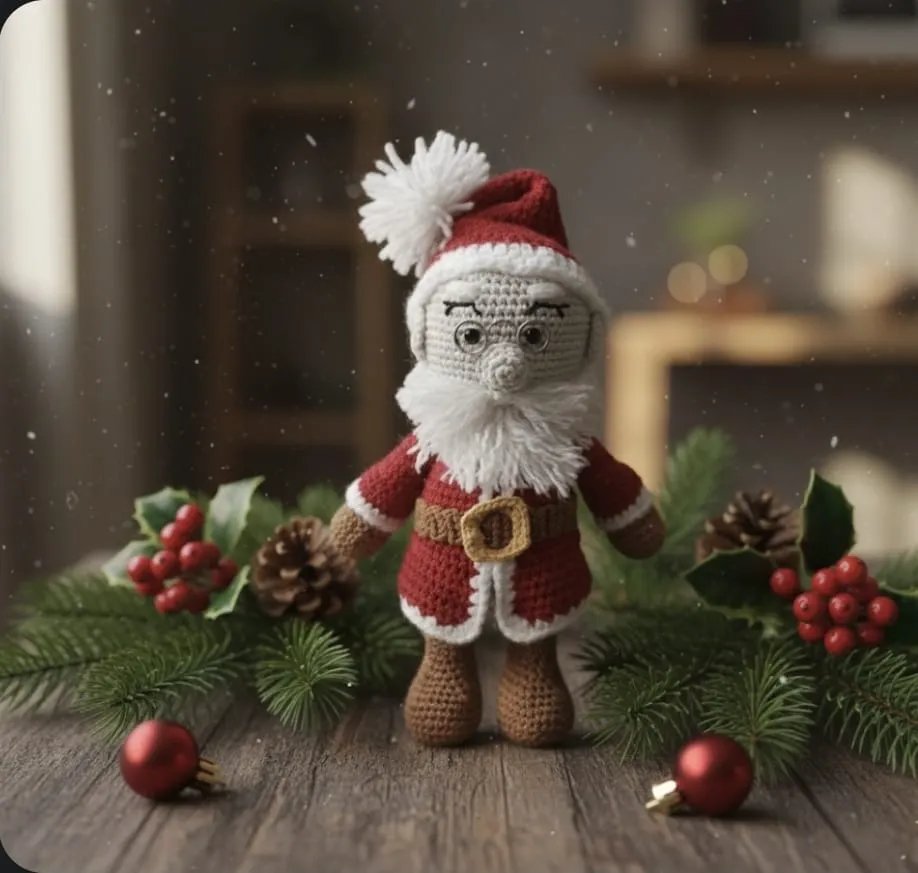 Clapjoy Crochet Handmade Christmas Decorations - Festive Holiday Decor for Home & Gifting (Santa Claus)