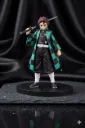 HATAKE Tanjiro Kamado Action Figure – 15CM Demon Slayer Collectible with Katana & Base Stand PVC anime figurine Black & green haori model - Anime hero display piece