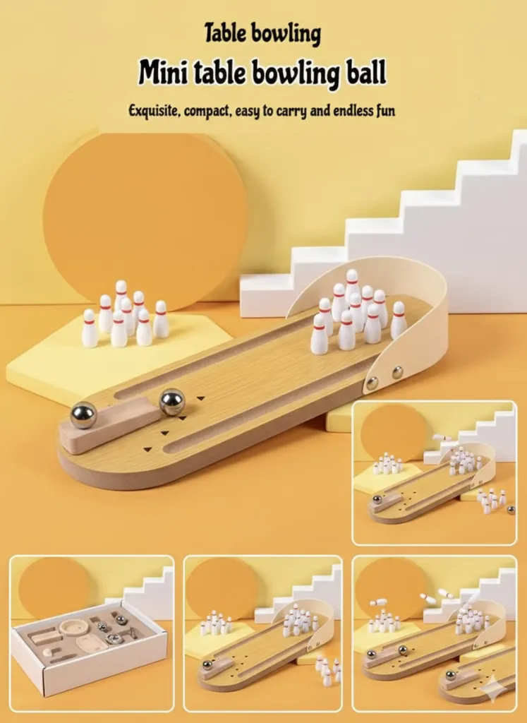 Wooden Mini Bowling Game Set For Kids