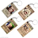 One Piece Anime Printed Acrylic Keychains | Pack of 4 | Trendy Key Rings for Car, Bike, Scooty & Bag | Perfect Gift for Anime Lovers