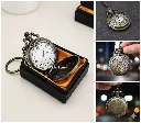 Anime One Piece theme bronze metal pocket watch keychain (Pack of 1)