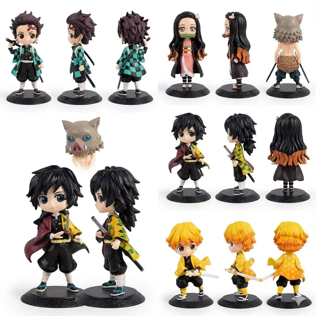Anime Demon Slayer 6pcs Set Action Figure Height- 7cm Authentic Design, Highly Detailed-Exact Replica of Image Miniture figure