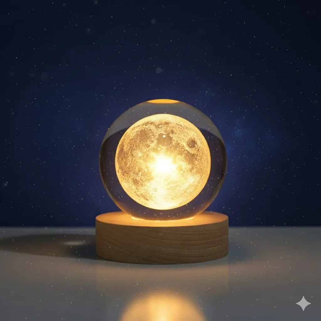 Glass Lamp 3D Ball Astronomy Night Lamp with Base for Living Room Ornament Solar System Fantasy Decoration LED Colourful Lighting Touch Base Moon Light (dolphin)