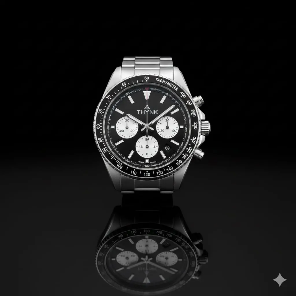 THYNK BLACK DAIL NEW DESIGNER ROUND STAINLESS STEEL SILVER ADJUSTABLE CHAIN Analog Watch - For Men